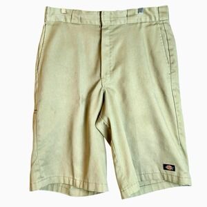 Y2K Dickies Work Shorts Men's Size 33 Khaki Beige Flat Front Utility Punk Shorts